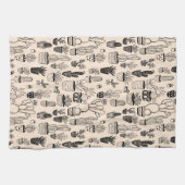 鉢植えサボテン多肉手作り柄 キッチンタオル (横)