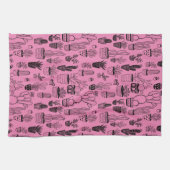 鉢植えサボテン多肉手作り柄 キッチンタオル (横)