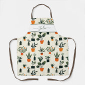 鉢植えサボテン模様 エプロン (正面)