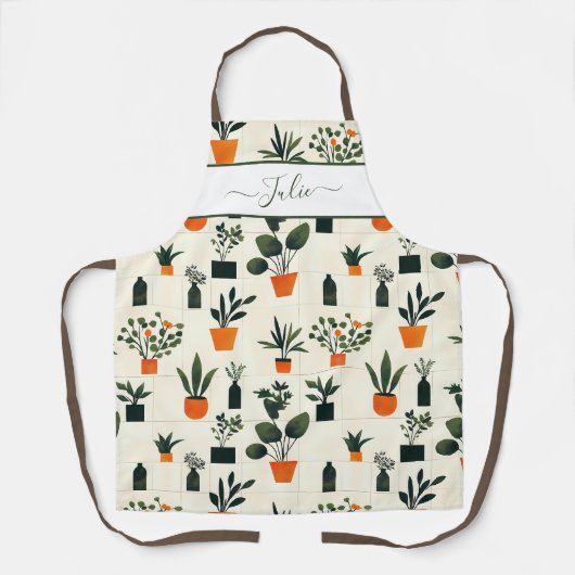 鉢植えサボテン模様 エプロン (正面)