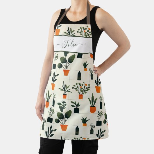 鉢植えサボテン模様 エプロン (インサイチュ)