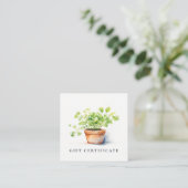 鉢植えハーブパセリーコリアンダー商品券 スクエア名刺 (スタンド正面)