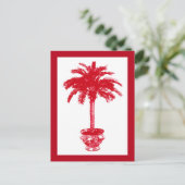 鉢植えパームツリー，深いはがき赤と白 ポストカード (スタンド正面)