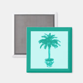 鉢植えパーム – ターコイズとアクア マグネット (正面/裏面)