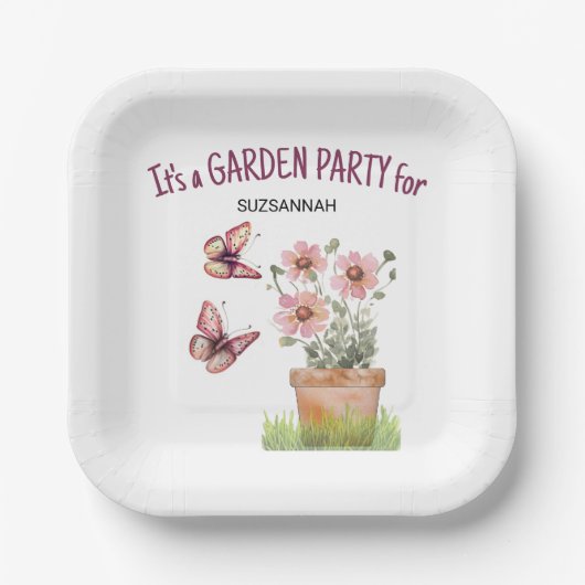 鉢植えフローラガーデン蝶の水色 ペーパープレート (正面)