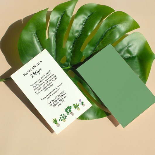 鉢植えブライダルシャワーレシピリクエストカード エンクロージャーカード