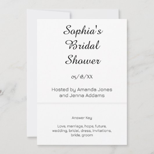 鉢植えブライダルホワイトワードスクランブルゲーム 招待状 (裏面)