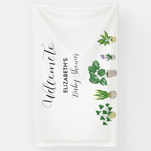 鉢植えベビーシャワー開花緑の歓迎 横断幕 (縦)