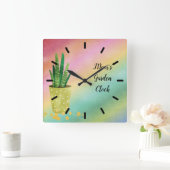 鉢植え付き母の庭の時計 スクエア壁時計 (ホーム)