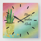 鉢植え付き母の庭の時計 スクエア壁時計 (正面)