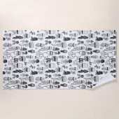 鉢植え多肉植物&サボティハンドメイドパターン ビーチタオル (正面)