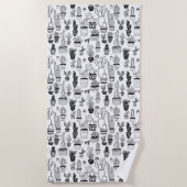 鉢植え多肉植物&サボティハンドメイドパターン ビーチタオル (正面)