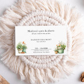 鉢植え庭の中央の水色 名刺