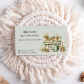 鉢植え庭の中央の水色 名刺