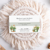 鉢植え庭の中央の水色 名刺