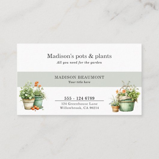 鉢植え庭の中央の水色 名刺 (裏面)