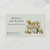 鉢植え庭の中央の水色 名刺 (正面)