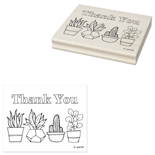 鉢植え感謝スタンプ絵画ス ラバースタンプ (押印)