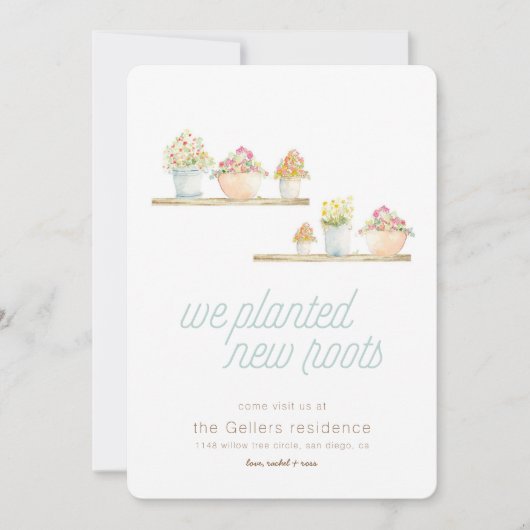 鉢植え新しいルーツホーム移動発表 案内状 (正面)