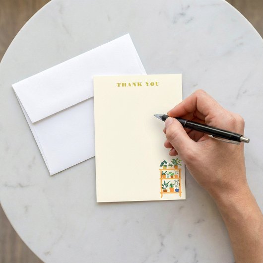 鉢植え木製ラックイラストレーションノートカード サンキューカード