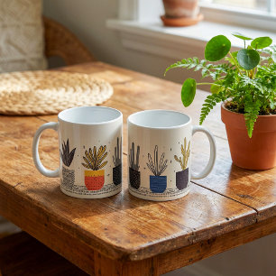 鉢植え植物列おもしろい植物学 コーヒーマグカップ