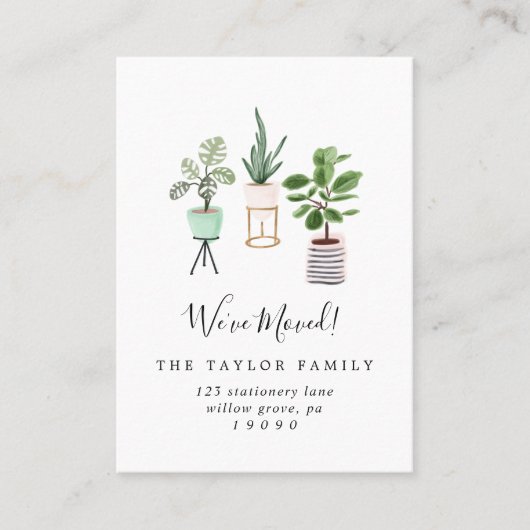 鉢植え植物引っ越しました挿入カード 名刺 (正面)