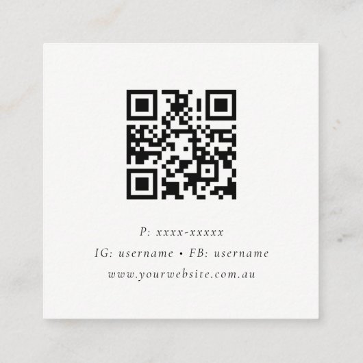 鉢植え植物水彩植物体QRコード スクエア名刺 (裏面)