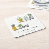 鉢植え植物水彩植物学 スクエアペーパーコースター (アングル)