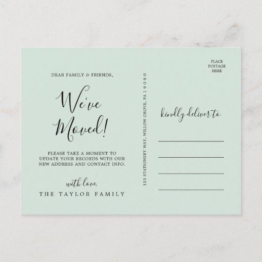 鉢植え植物 |ミント引っ越しました移動 案内ポストカード (裏面)