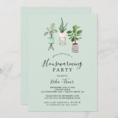 鉢植え植物 |ミント引っ越し祝いパーティーパーティー 招待状 (正面/裏面)