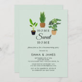 鉢植え植物 |ミント引っ越し祝いパーティーパーティー 招待状 (正面/裏面)