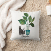 鉢植え水彩の猫パーソナライズされた クッション (ブランケット)