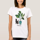 鉢植え水彩の猫パーソナライズされた Tシャツ (正面)