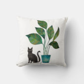 鉢植え水彩の猫 クッション (正面)