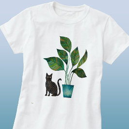 鉢植え水彩の猫 Tシャツ