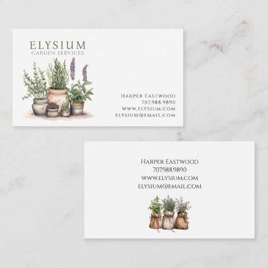 鉢植え水彩庭師の名刺 名刺 (正面/裏面)