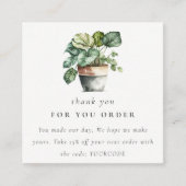 鉢植え葉付きハウスプラントご注文ありがとうございます スクエア名刺 (正面)