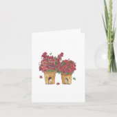 鉢植え鳥の家の水色空白の サンキューカード (正面)