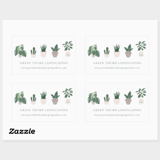 鉢植え5個 長方形シール (シート)