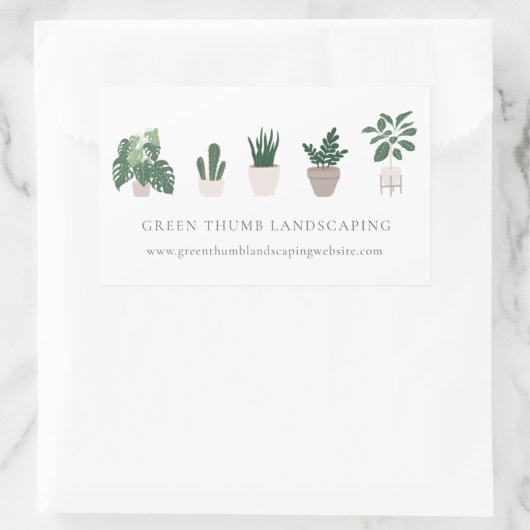 鉢植え5個 長方形シール (バッグ)