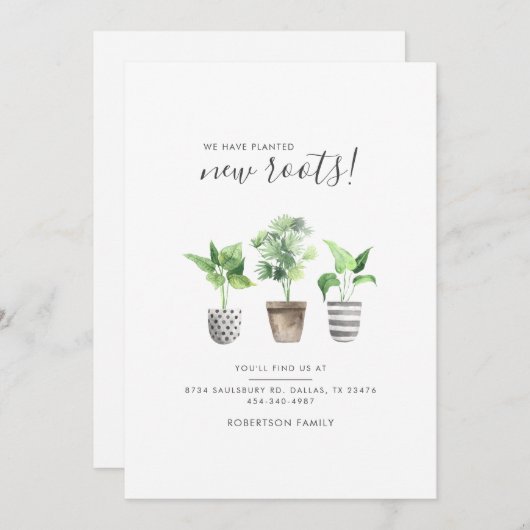 鉢植えBohoスクリプト植物移動 案内状 (正面/裏面)