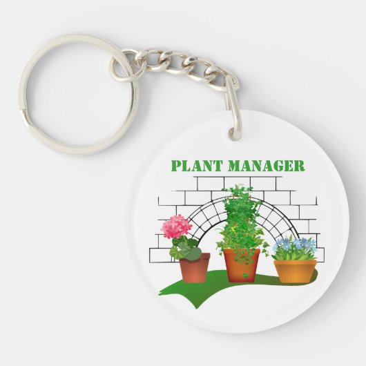 鉢植おもしろいえ花植物管理パーソナライズされた者 キーホルダー (正面)