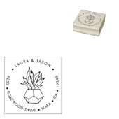 鉢植エレガント物差出人住所ウッドアートスタンプ ラバースタンプ (押印)