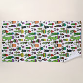 鉢植カラフル物パターン多肉植物&サッティ ビーチタオル (正面)