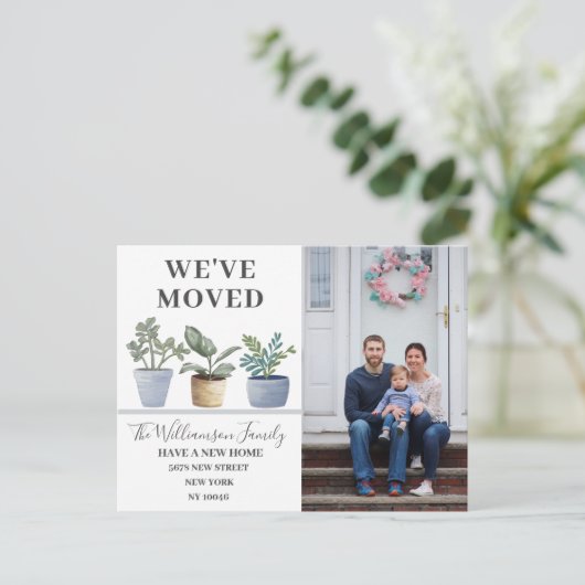 鉢植モダンえ引っ越しました 案内ポストカード (スタンド正面)