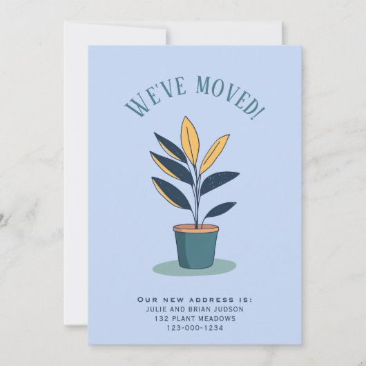 鉢植モダンえ植物の「引っ越しました」 案内状 (正面)