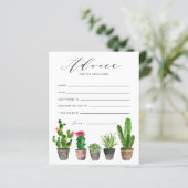 鉢状の多肉類とサボテン結婚のアドバイスカード (スタンド正面)