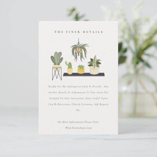 鉢状の葉状の多肉植物結婚の詳細 エンクロージャーカード (スタンド正面)