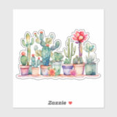 鉢状カラフルのサボテンと多肉類 シール (シート)