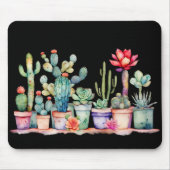 鉢状カラフルのサボテンと多肉類 マウスパッド (正面)